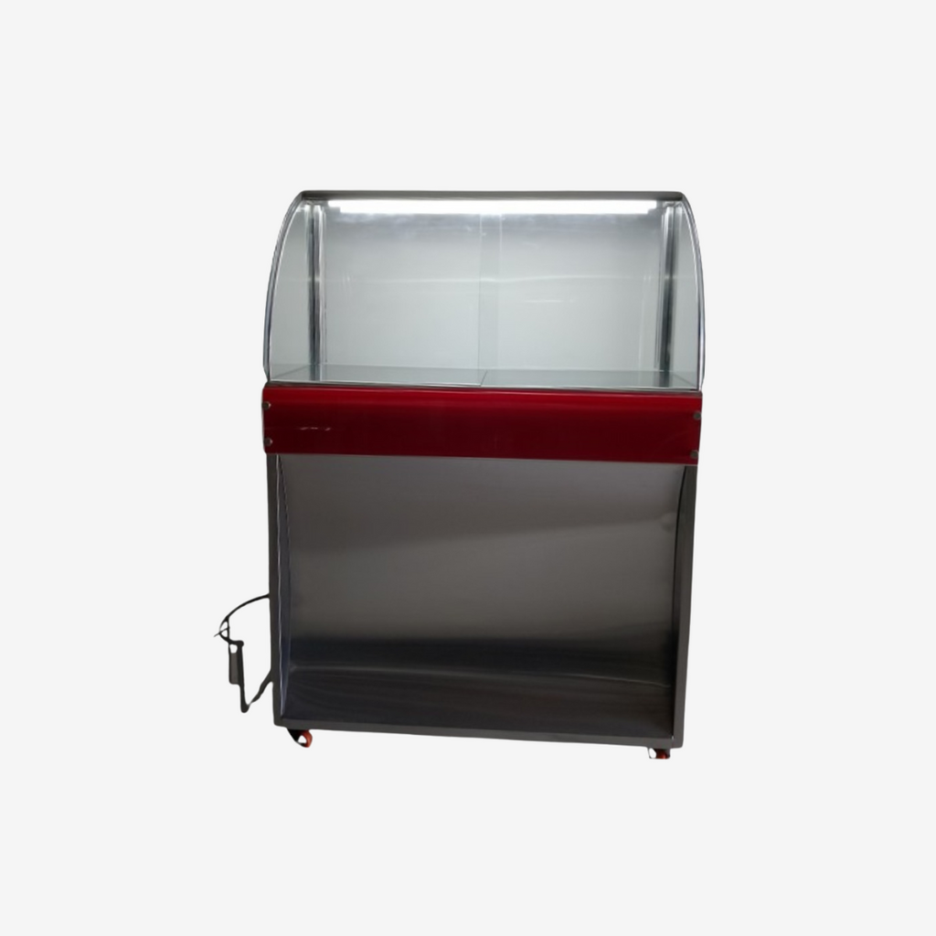 Vitrina Exhibidora de Pasteles 1 Metro | Vidrio Curvo y LED